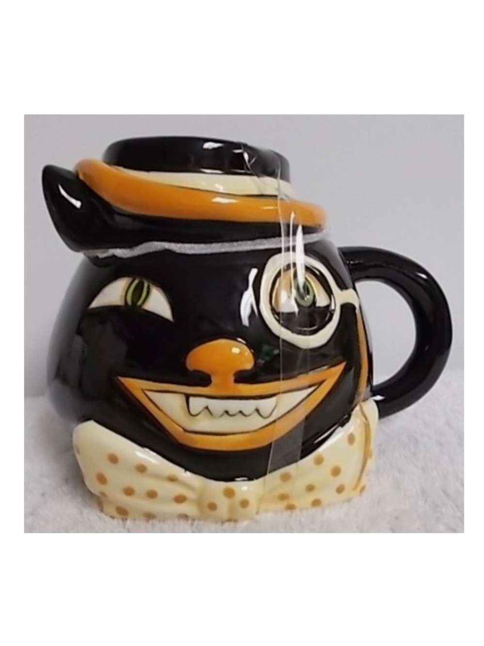 Vintage nwt Style Ceramic cat Coffee Mug With Lid Halloween